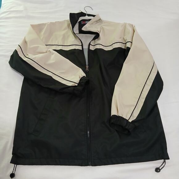 Kenpo Men's Small Full-Zip Windbreaker Cream/Black Long-Sleeved Adjustable Hem - Picture 1 of 11